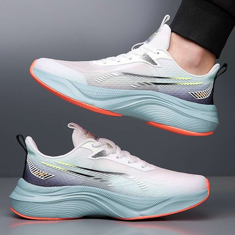 Men's Lightweight Breathable White Running Sneakers – Cushioning Athletic Shoes for Outdoor Sports and Fitness3