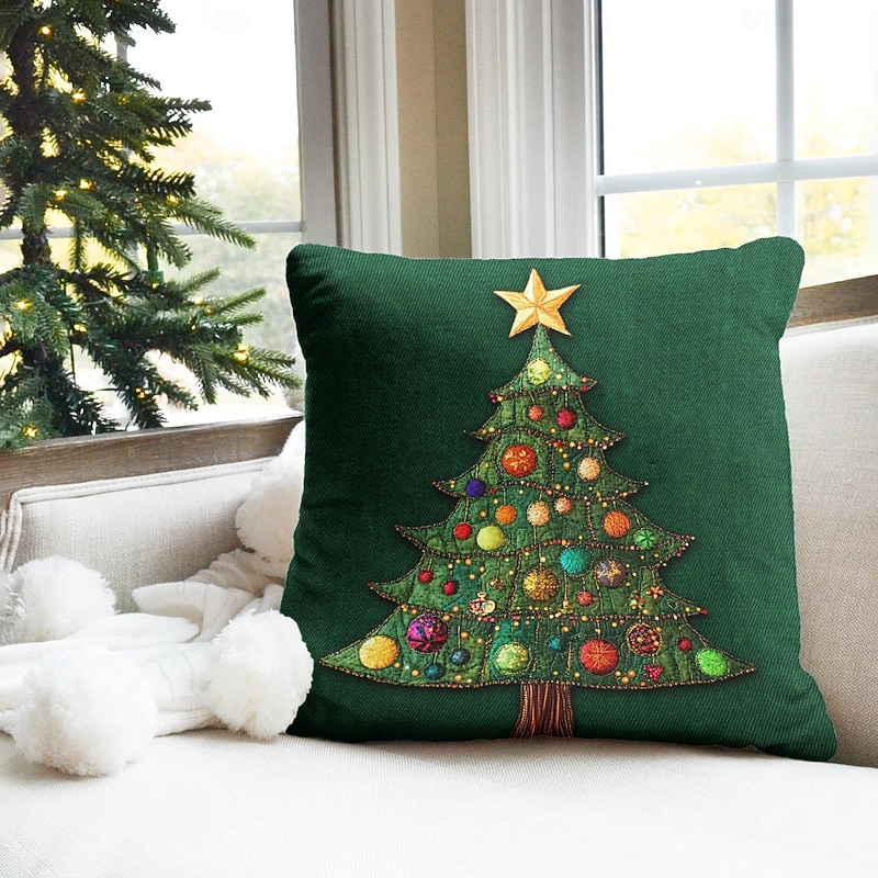 Christmas Decorations Decorative Toss Pillows Cover 1PC Candy Cane Soft Square Cushion Case Pillowcase for Bedroom Livingroom Sofa Couch Chair3