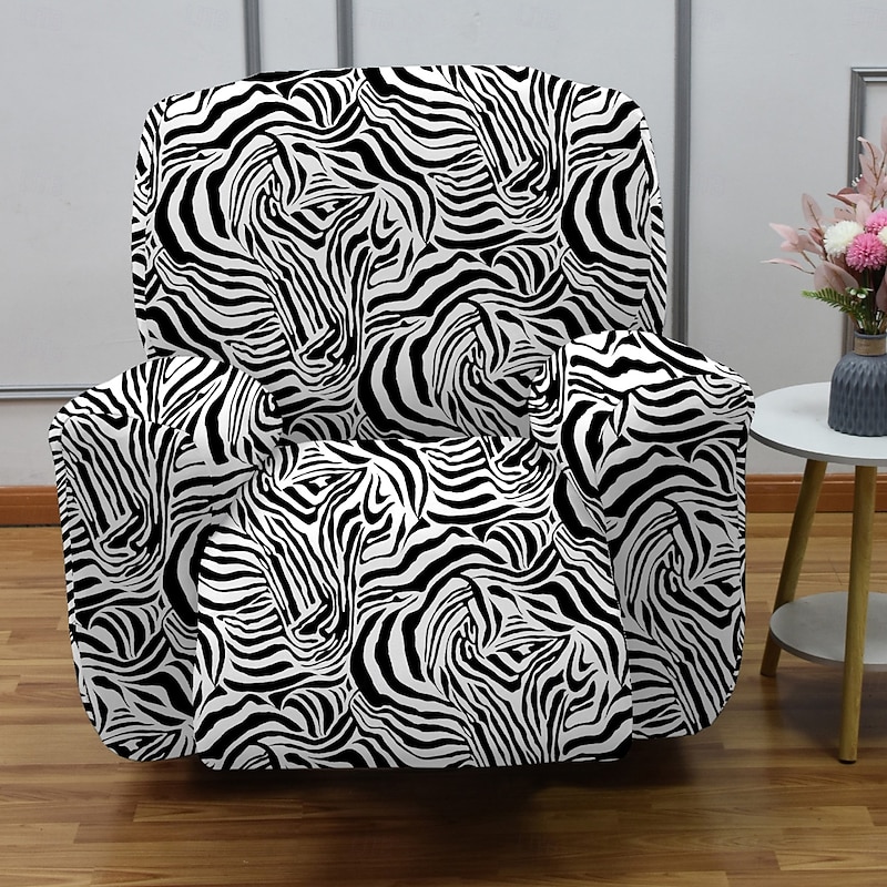 Floral Recliner Chair Cover with Geometric Print Slipcovers Stylish and Stretchy Furniture Protector for Living Room Decor Refresh Your Recliner with a Modern and Elegant Design