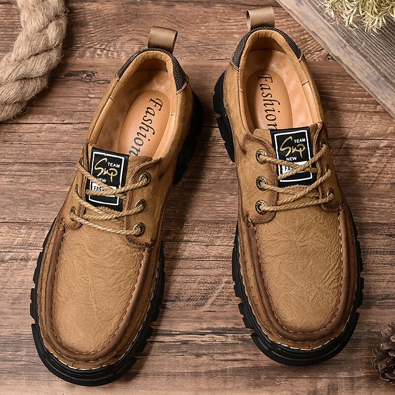 Men's Rugged Tan Outdoor Shoes with Breathable Design and Durable Sole - Perfect for Hiking and Casual Wear2