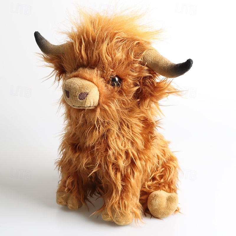 Highland Cow Brown Stuffed Animal   Soft Toy Gift for Kids  Naturli Eco-Friendly Plush  9.8 Inches3