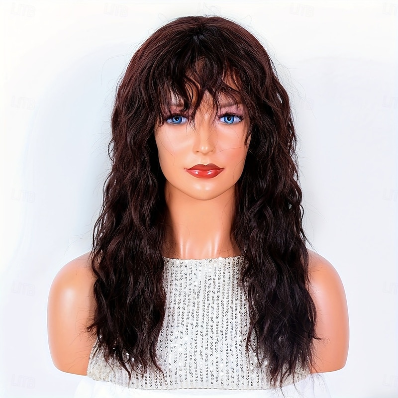 Long Curly Wig with Bangs for Women - Versatile White Style for Anime Cosplay & Halloween Costumes4