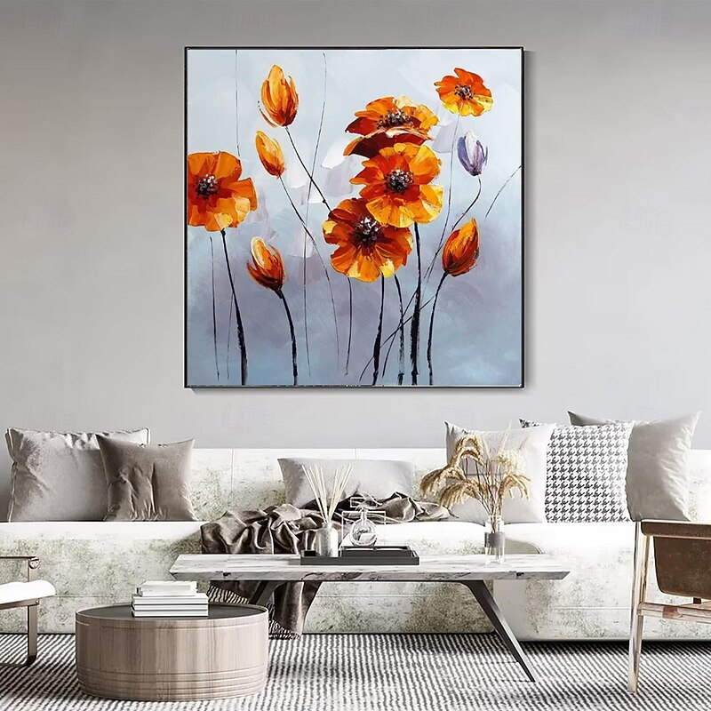 Handmade Oil Painting Canvas Wall Art Decoration Modern Little Fresh Style Flowers Plants Daisy for Home Dance Studio Decor Rolled Frameless Unstretched Painting4
