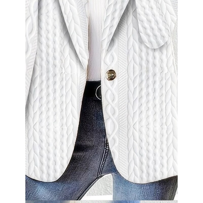 Women's Casual Jacket Textured Jackets Adjustable Solid Color Casual / Daily Stylish Regular Fit Outerwear Long Sleeve Spring White S3