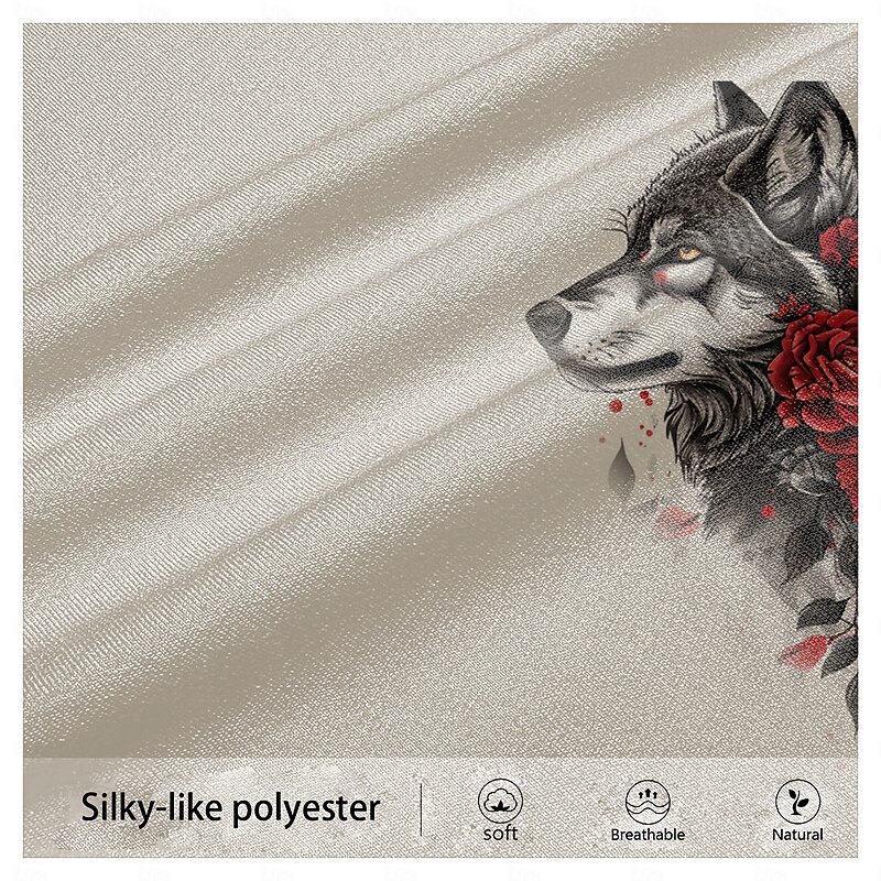 Men's Wolf Rose Sweatpants Joggers Pants Trousers Mid Waist Drawstring Elastic Waist Fashion Casual Party Evening Wear Dailywear Pocket Spring Fall Winter 3D Print White Beige4