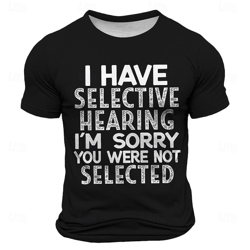 Men's Short Sleeve Graphic T-Shirt | Funny Selective Hearing Quote for Family & Relationships