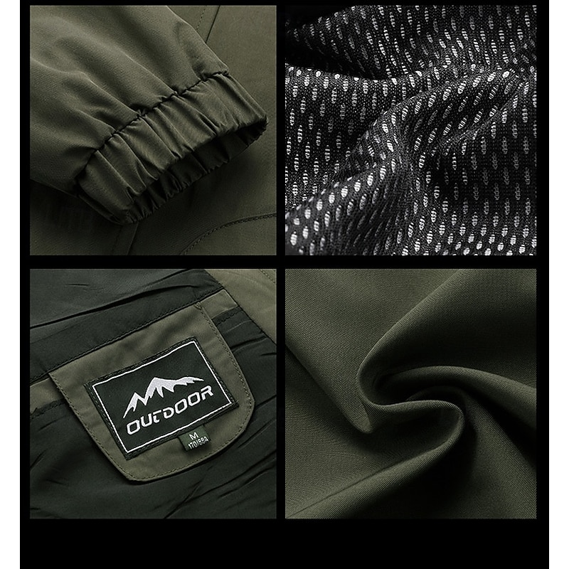 Men's Outdoor Jacket Hiking Parka Tactical Jacket Outdoor Thermal Warm Fleece Lining Pocket Hooded Winter Autumn / Fall Solid Color Active Sports Regular Black Dark Green Khaki Jacket3