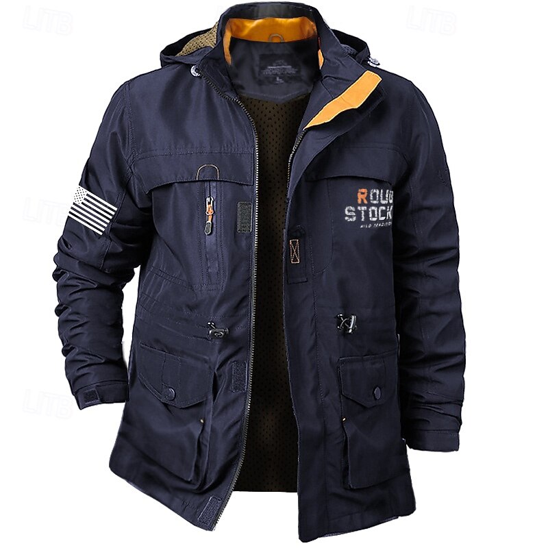 Men's Flag American US Flag Outdoor Jacket Coat Hoodie Jacket Tactical Practical Waterproof Casual Sports Outdoor Daily Wear Zip Front Adjustable Drawstring Hood Graphic Fall Winter Standing Collar4