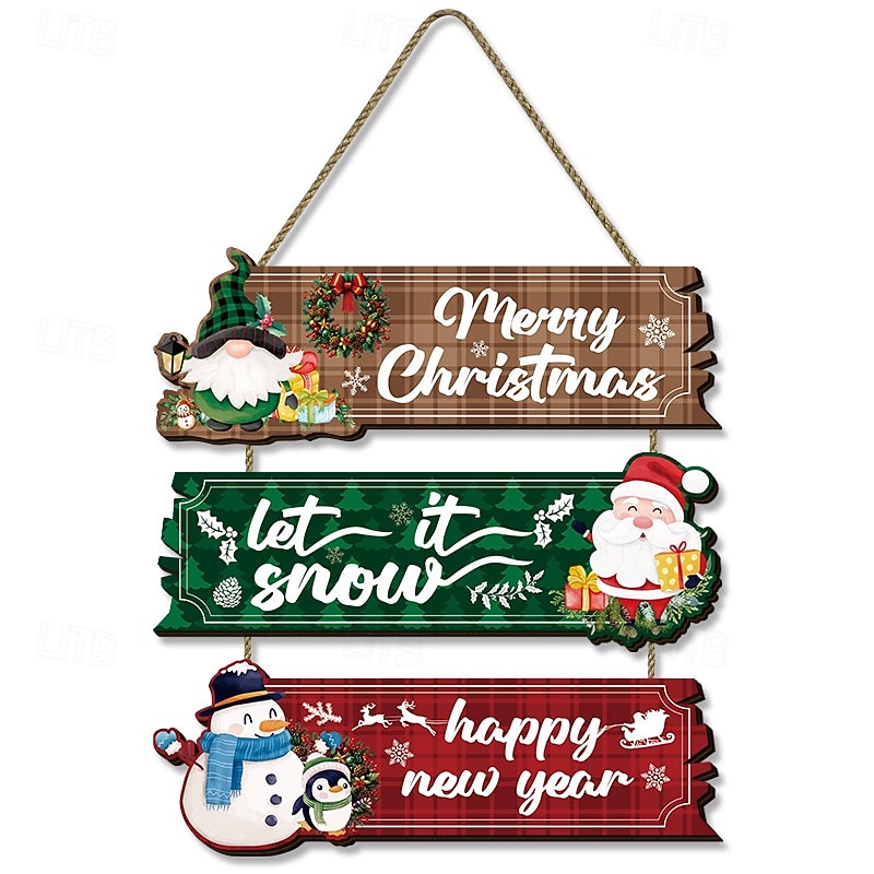 Wooden Christmas Listing Decoration Holiday Home Door Sign4