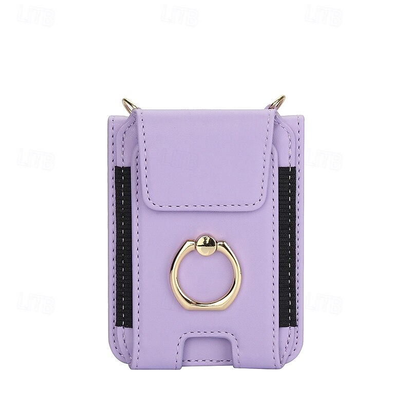 Phone Case For Samsung Galaxy Z Flip 7 Z Flip 6 Z Flip 5 Z Flip 4 Z Flip 3 Back Cover Ring Holder with Lanyard with Wrist Strap Retro TPU PU Leather3