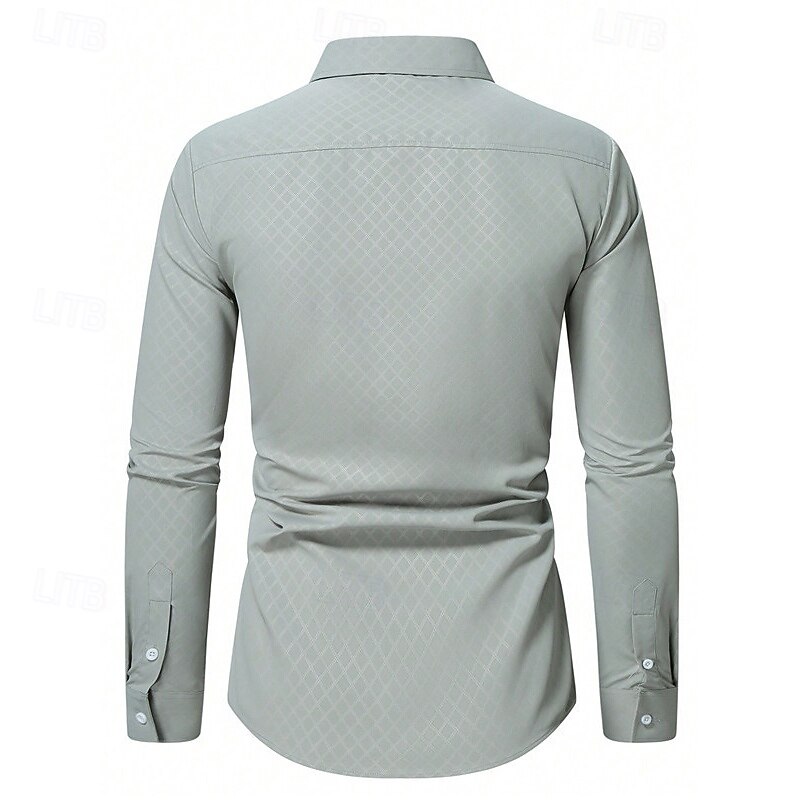 Men's Shirt Dress Shirt Collared Shirt Button Up Shirt Plaid Wedding Party Light Blue Light Green Long Sleeve Lapel Spring &  Fall Clothing Apparel2