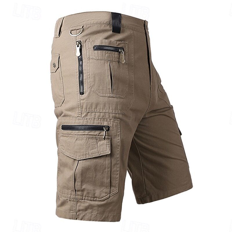 Men's Tactical Shorts Cargo Shorts Capri Pants Zipper Pocket Multi Pocket Plain Comfort Wearable Calf-Length Casual Daily Holiday Sports Fashion Black Light Green