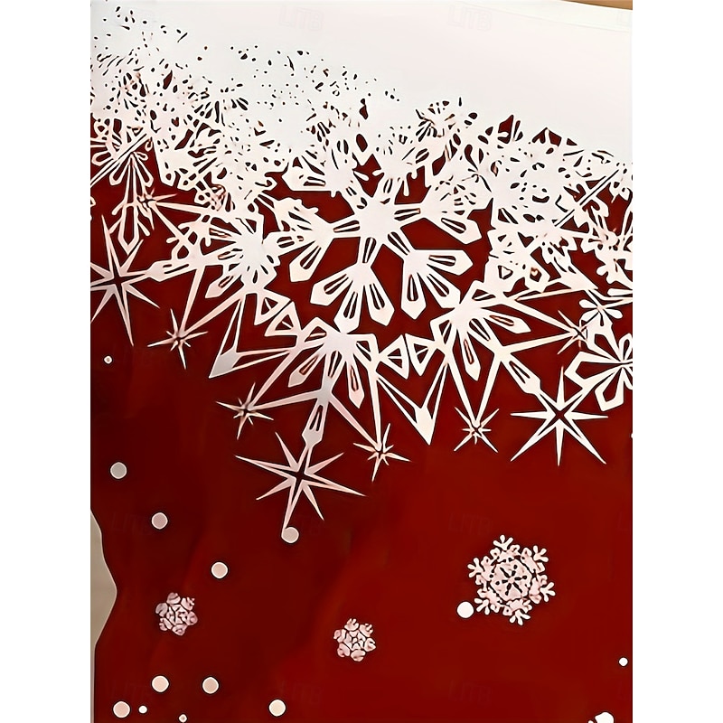 Women's T Shirt Snowflake Print 3/4 Sleeve Scoop Neck Gradient Red White Holiday Casual Festive Winter Top Comfortable Soft Touch Regular Fit4