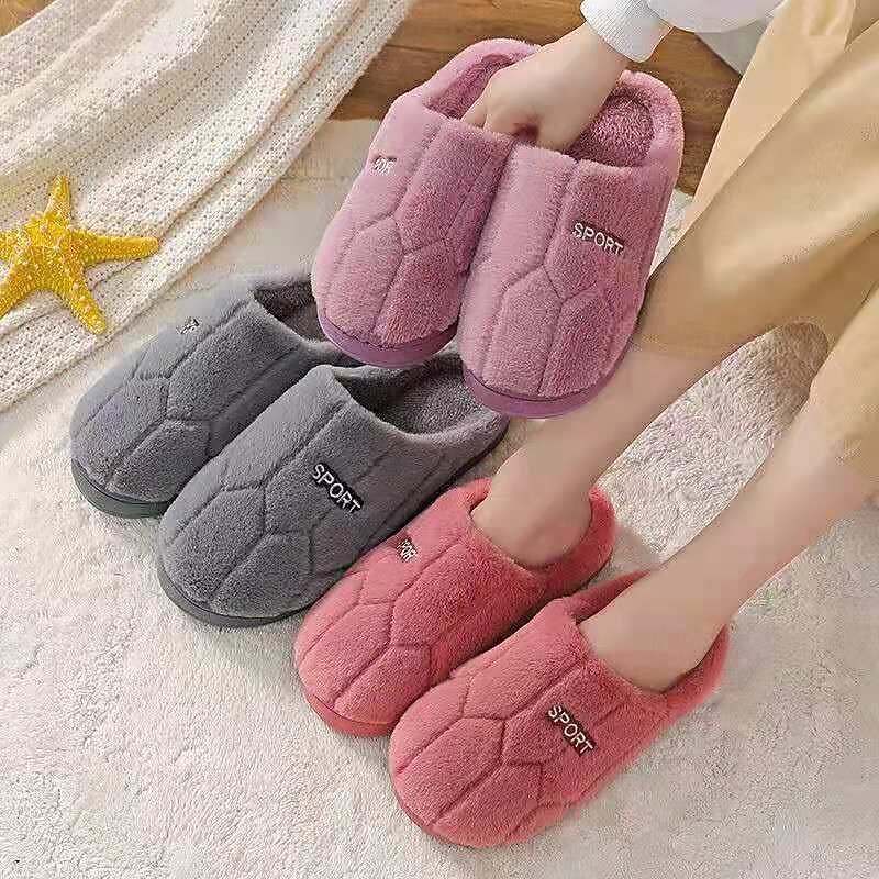 Cotton Slippers for Women and Men Autumn & Winter Plush Indoor Slippers Warm, Non-Slip, Thick Bottom House Shoes for Couples