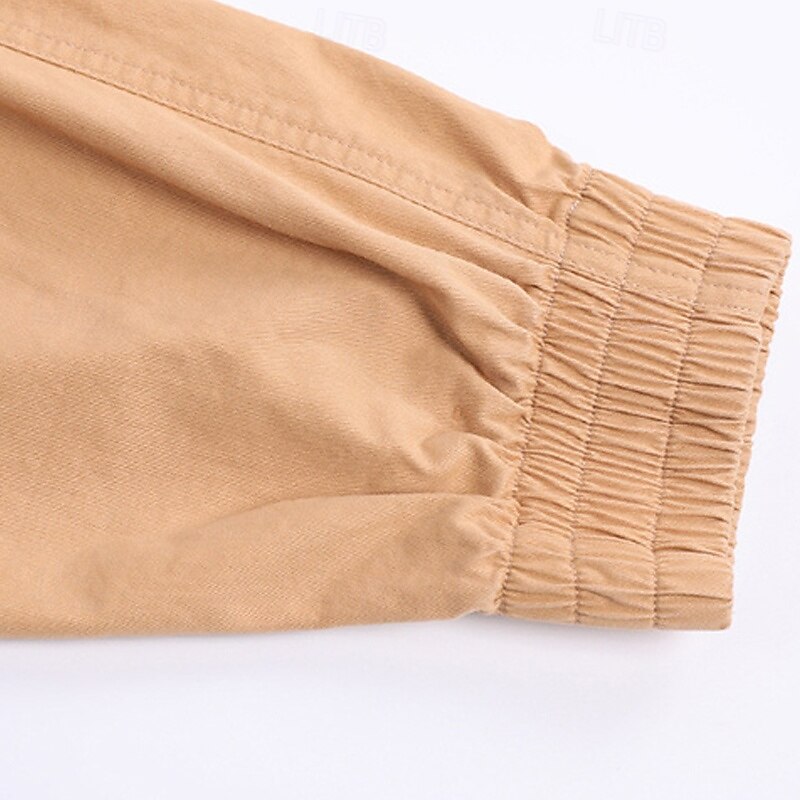 Men's Cargo Pants Trousers Buttons Elastic Waist Multi Pocket Plain Wearable Outdoor Daily Camping & Hiking Fashion Classic Black Army Green3