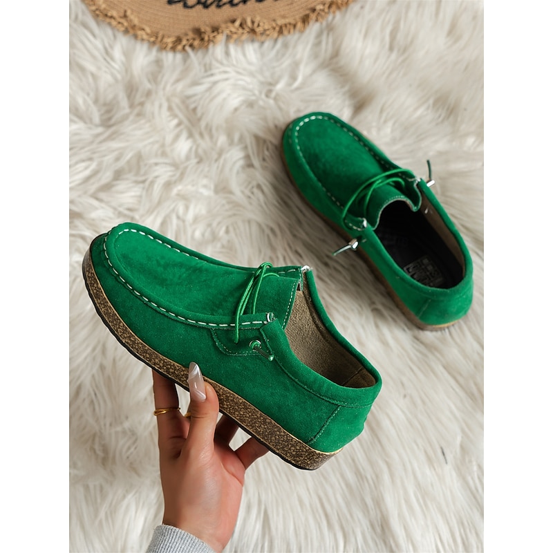 Women's Casual Grey Faux Suede Moccasins with Lace-Up Design and Cushioned Sole – Comfortable Loafers for Everyday Wear 20