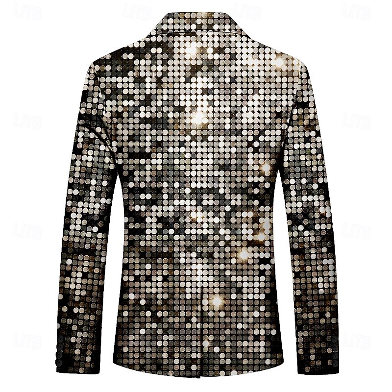 Men's Sequin Long Sleeve Turndown Artistic Party Evening Wear Daily Buttons Multi Pocket2