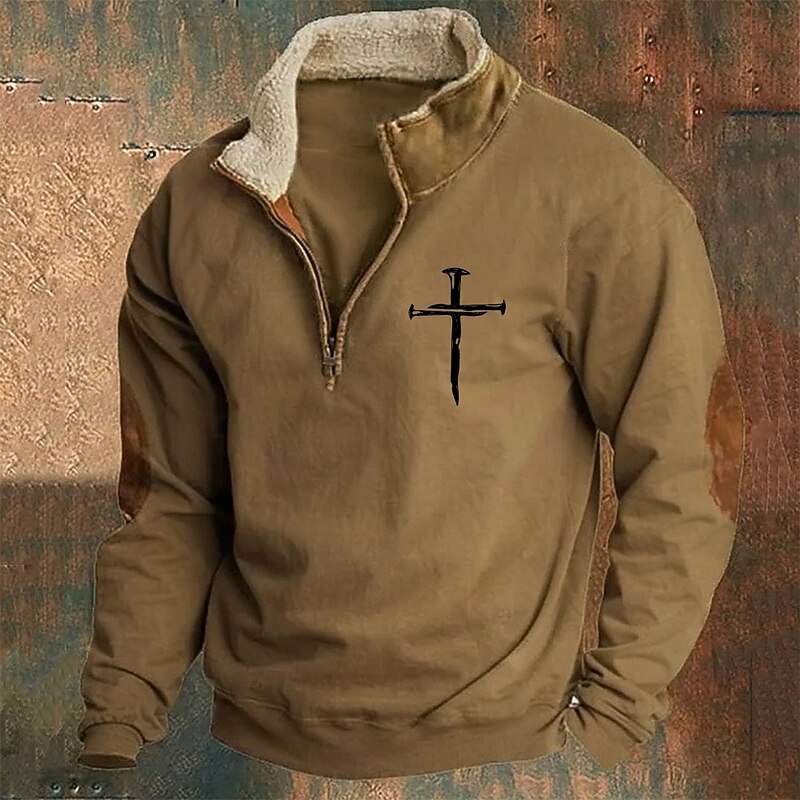 Men's Sweatshirt Quarter Zip Sweatshirt Black Navy Blue Khaki Gray Half Zip Plain Sports & Outdoor Daily Holiday Streetwear Cool Retro Winter Spring &  Fall Clothing Apparel Hoodies Sweatshirts4