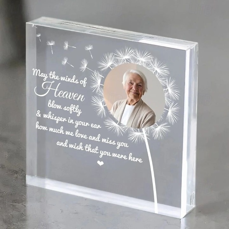 Personalized Acrylic Photo Plaque Custom Memorial Plaque Missing You Photo Frames Memorial Gifts Picture Frame - Memory of Mother, Father, Grandma, Grandpa 15*15cm (6“*6”)2