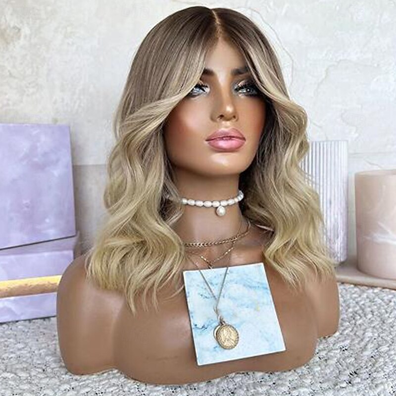 Unprocessed Virgin Hair 13x4 Lace Front Wig Short Bob Brazilian Hair Wavy Black Multi-color Wig 130% 150% Density with Baby Hair Ombre Hair Natural Hairline For Women Long Human Hair Lace Wig2