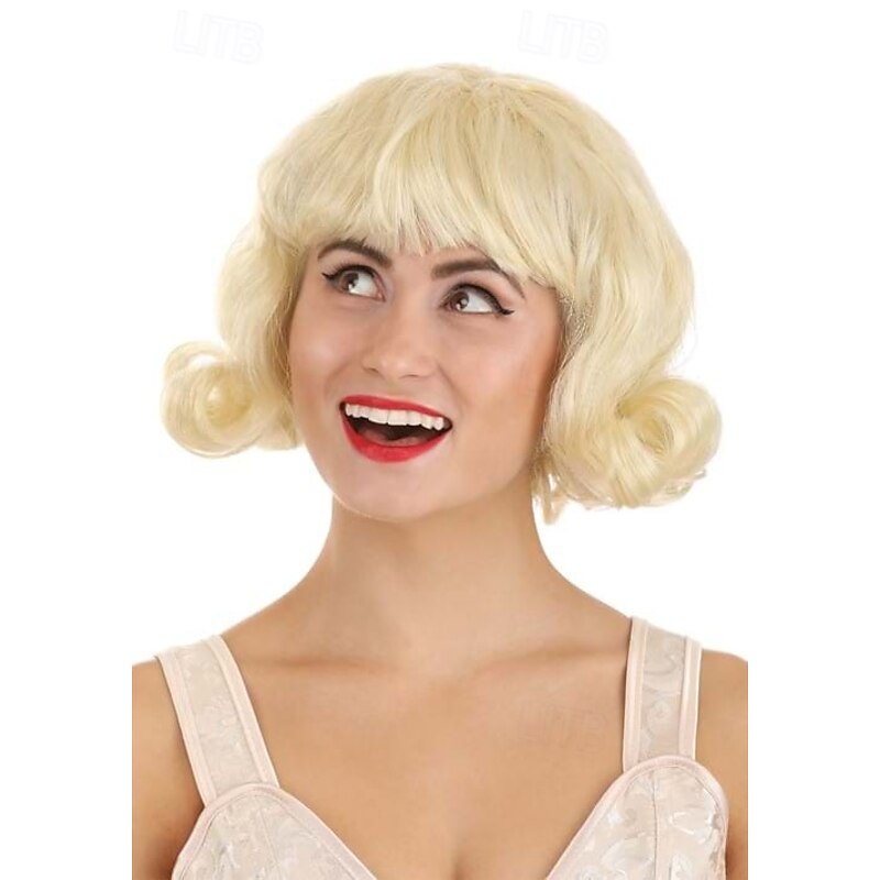 Short Blonde 50s Wig for Women Halloween Cosplay Party Wigs