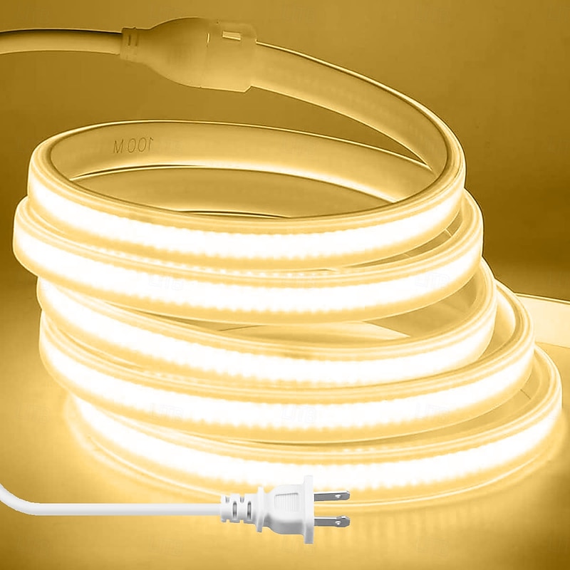 COB LED Light Strip 5-50 Meters Waterproof, Super Bright, Flexible Tape with EU/US Plug 288 LED/m Flexible Strip Light for Bedroom Indoor & Outdoor