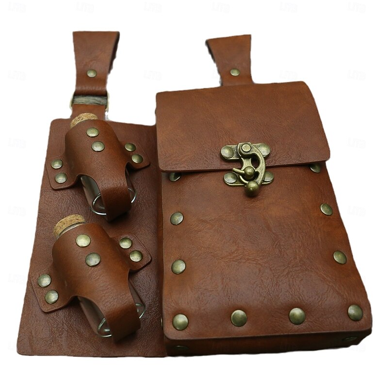 Retro Vintage Medieval Renaissance Waist Belt Belt Pouch Magic Bottle Fancy Dress Men's Women's Celtic Viking Fantasy Halloween Carnival Party LARP Ren Faire Adults' Waist Belt3