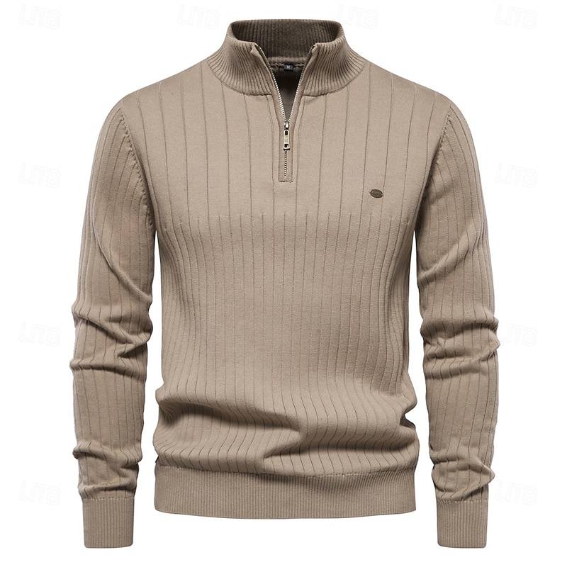 New Autumn Zipper Pullover Sweaters for Men High Quality Warm Winter Stand Collar Cotton Knitted Sweater Men2