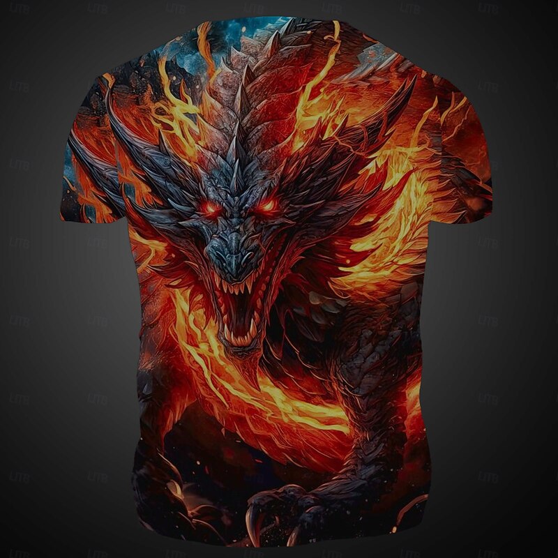 Men's Graphic Animal Dragon T Shirt Short Sleeve T shirt 3D Print Crew Neck Shirt Daily Designer Casual Holiday Going out Black Red Blue Spring & Summer Clothing Apparel S M L XL 2XL 3XL2