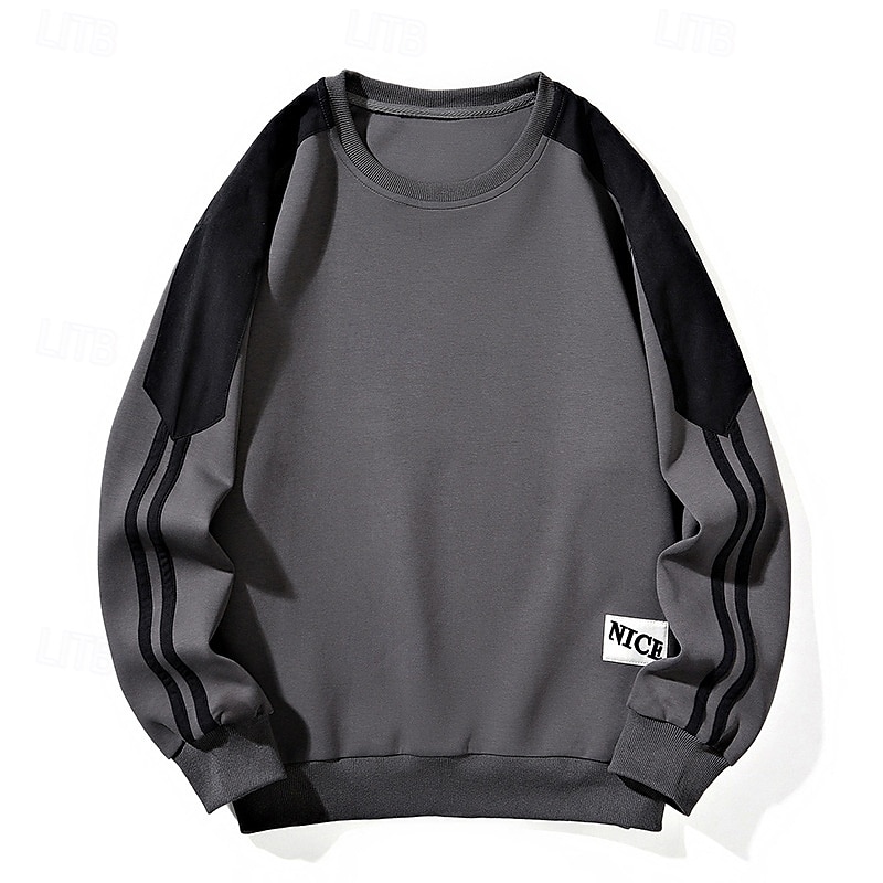 Men's Sweatshirt Black White Dark Gray Coffee Crew Neck Color Block Patchwork Color Block Sports & Outdoor Daily Holiday Polyester Streetwear Basic Casual Fall Winter Clothing Apparel Hoodies