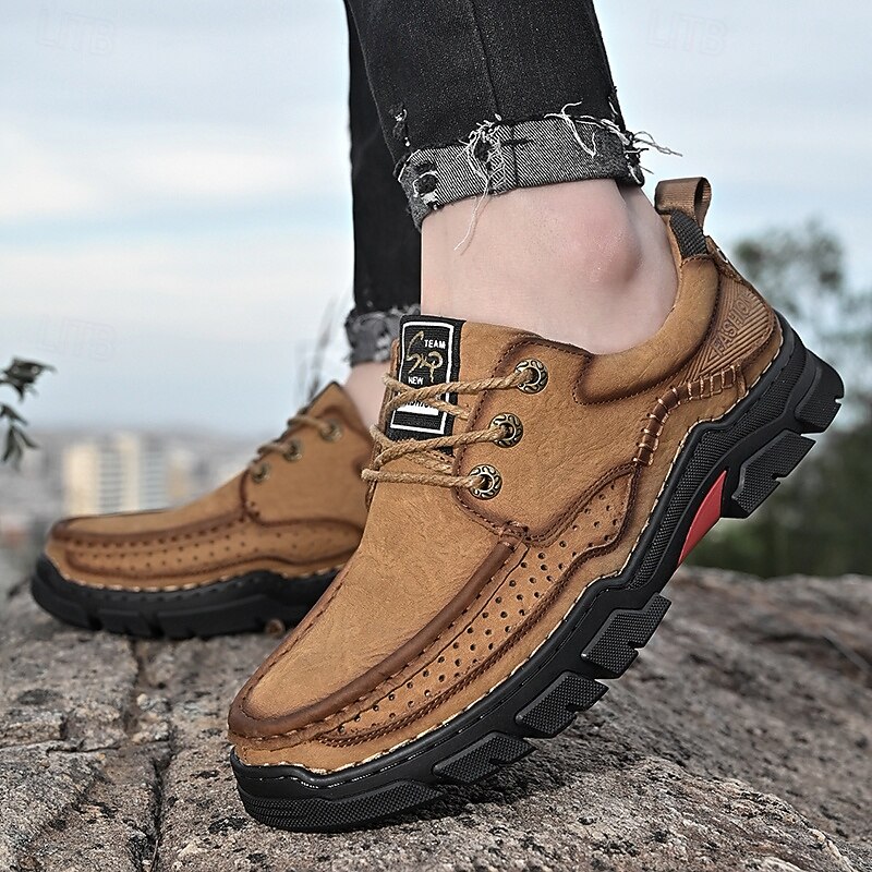 Men's Rugged Tan Outdoor Shoes with Breathable Design and Durable Sole - Perfect for Hiking and Casual Wear4