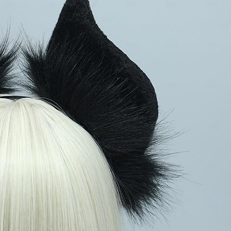 Cats Bat Fauxs Furs Ears Headbands Cute Halloween Fancy Dress Cosplays Costume Handmade Animal Furry Ears Hair Hoop Women3