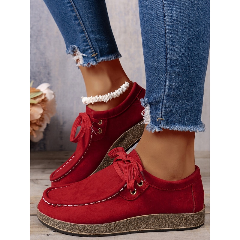 Women's Casual Grey Faux Suede Moccasins with Lace-Up Design and Cushioned Sole – Comfortable Loafers for Everyday Wear 10