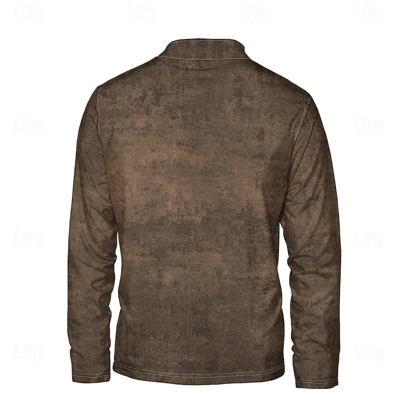 Men's Solid / Plain Color Hoodies Daily Casual Long Sleeve Stand Collar Vacation Going out Streetwear Brown Print Spring &  Fall Designer4