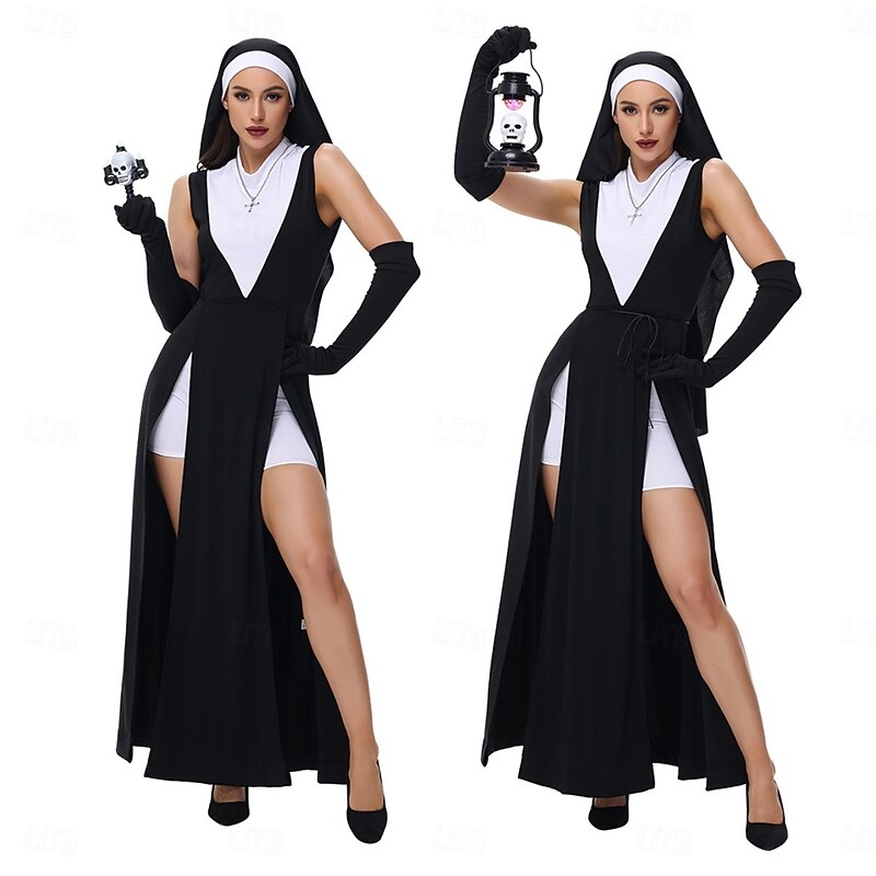 Nun Halloween Dress Party Costume Career Costumes Sexy Costume Adults' Women's Halloween Carnival Party Easy Halloween Costumes Dress Up2