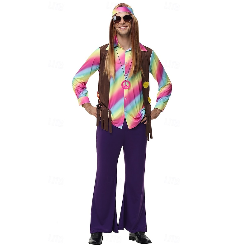 Ethnic Hippies Halloween Cosplay Costume Fancy Costume Carnival Costume 1970s Disco Adults' Men's Halloween Carnival Masquerade Party Easy Halloween Costumes Dress Up