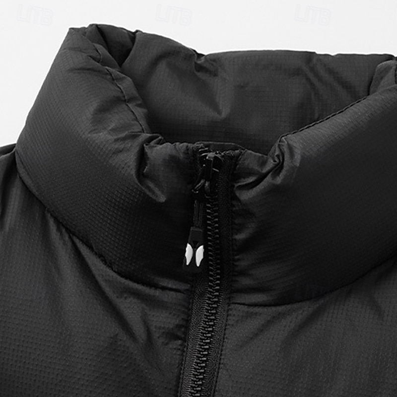 Men's Down Vest Puffer Vest Vest Gilet Daily Date Vacation Fashion Casual Fall & Winter Pocket Polyester Thermal Warm Comfortable Plain Zipper Stand Collar Regular Fit Black Blue Brown Green Vest3