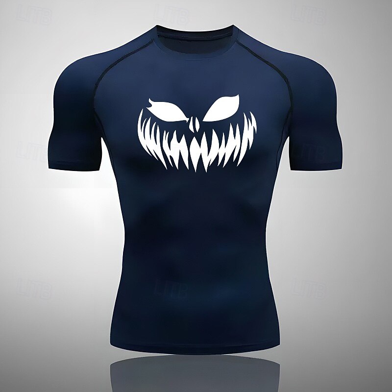Men's Compression Shirt Athletic Shirt Gym Shirt Fitness Shirt Short Sleeve Tee Tshirt Casual Athleisure Graphic Quick Dry Soft Breathable Gym Workout Walking Jogging Sportswear Activewear Navy Black