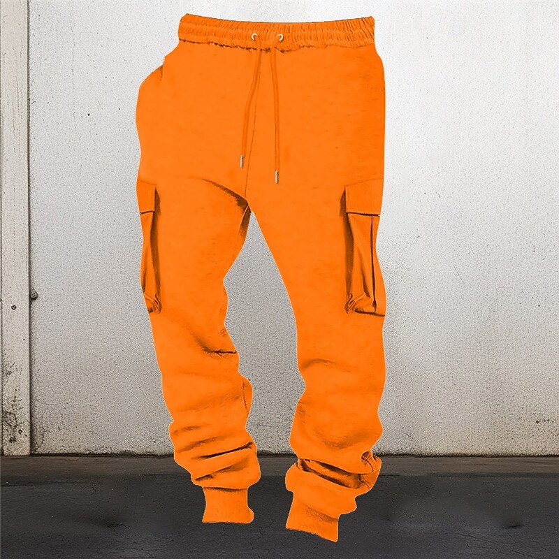 Men's Cargo Pants Trousers Cargo Sweatpants Elastic Waist Multi Pocket Elastic Cuff Plain Wearable Outdoor Daily Camping & Hiking Fashion Classic Black Pink3