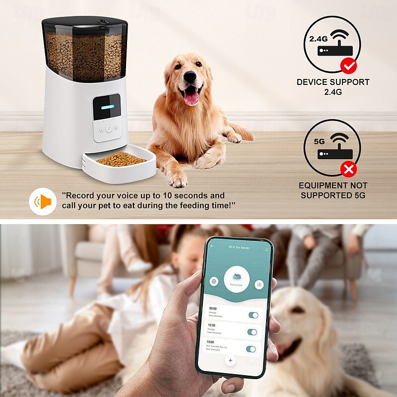 Dog Cat Pets Automatic Feeder Bowl / Feeding Bowl ABS+PC Foldable Easy to Install Splittable Solid Colored White Bowls & Feeding Home Daily4