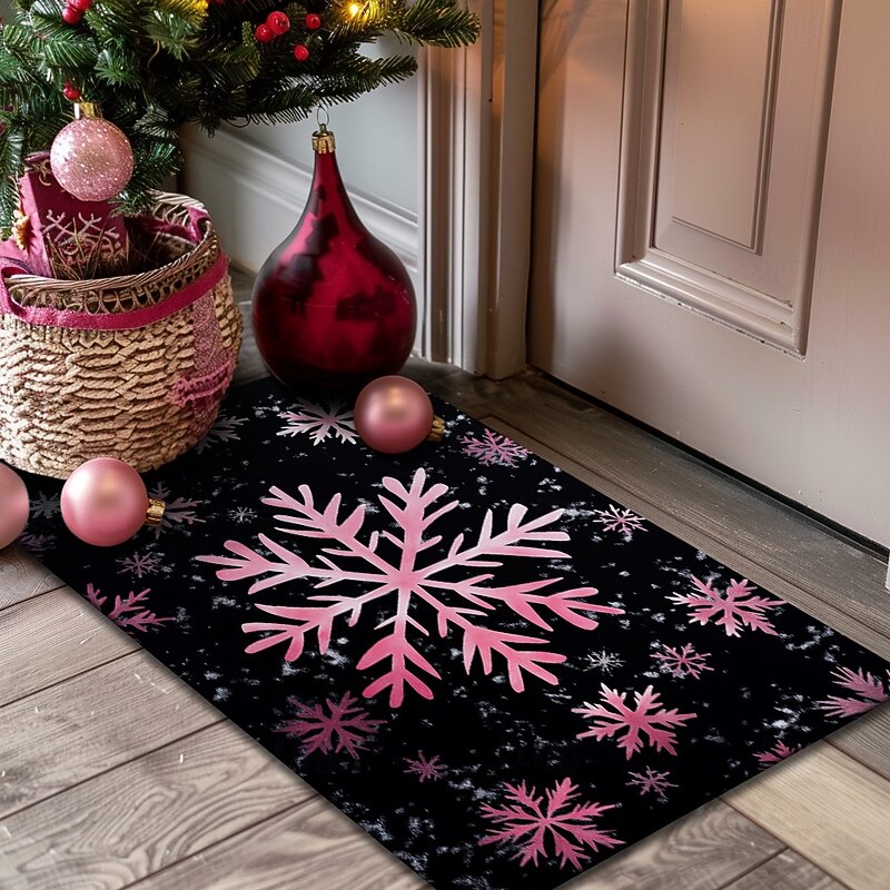 Doormat Snowflake Kitchen Mat Floor Mat Non-Slip Area Rug Oil Proof Rug Indoor Outdoor Mat Bedroom Decor Bathroom Mat Entrance Rug3