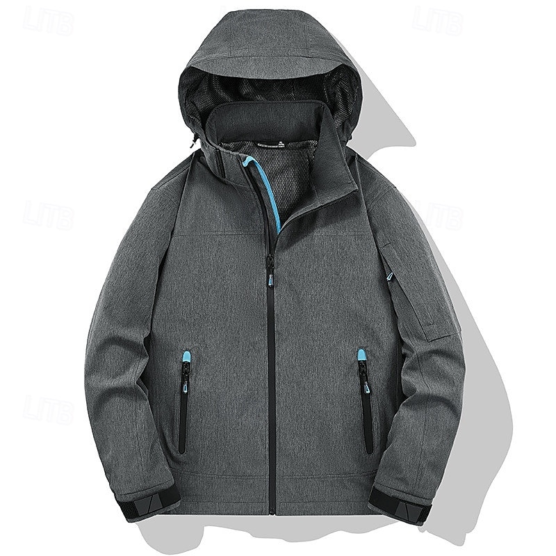 Men's Hiking Fleece Jacket Winter Outdoor Waterproof Soft Comfortable Warm Fleece Jackets Full Zip Camping / Hiking / Caving Traveling Winter Sports Blue Grey