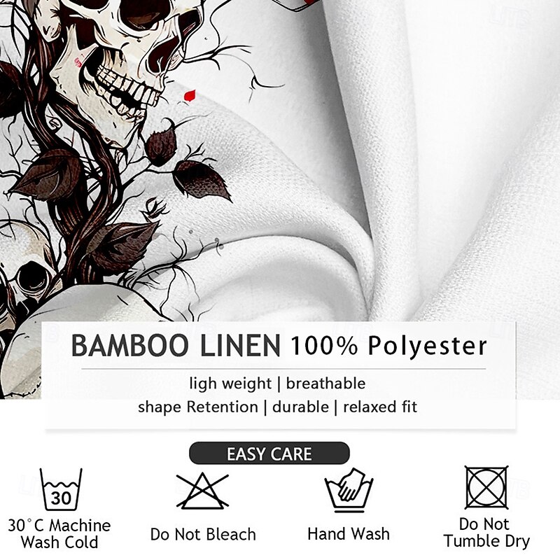 Men's Halloween Costumes Day of the Dead Rose Button Up Shirt Long Sleeve Horror Dark Vacation Party Evening Wear Daily Summer Spring &  Fall Grandad Collar Band Collar 3D Print Rose+Black Violet Red3