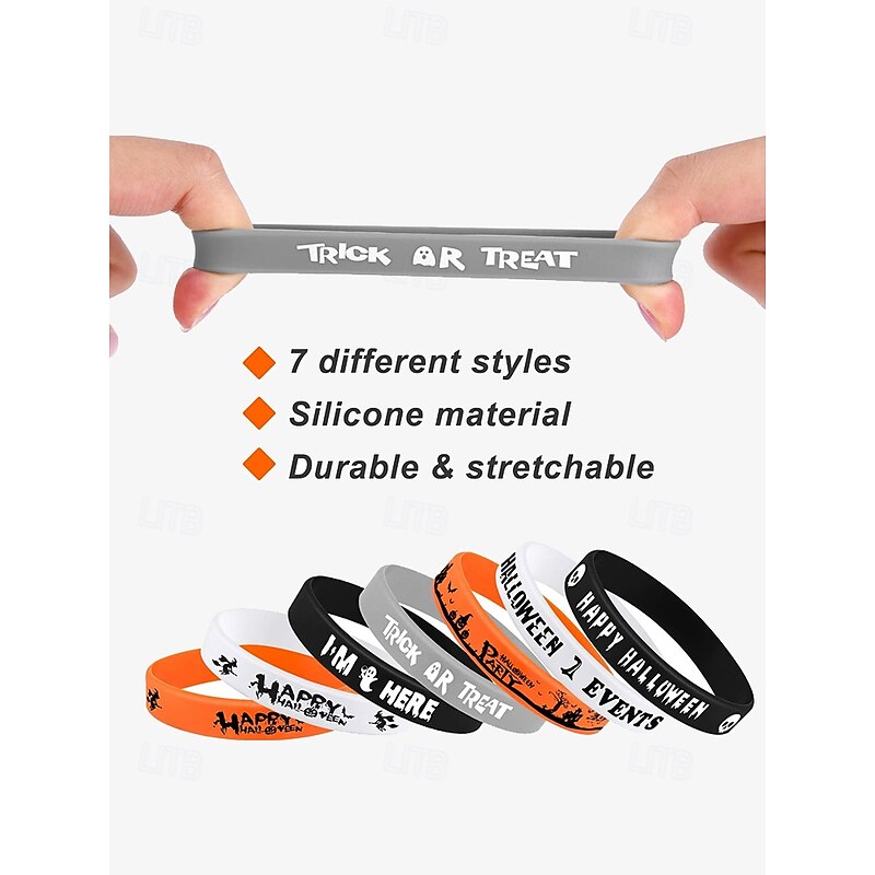 Halloween-Themed Silicone Wristbands – Assorted Colors and Designs for Trick-or-Treat Parties, Events, and Gifts3