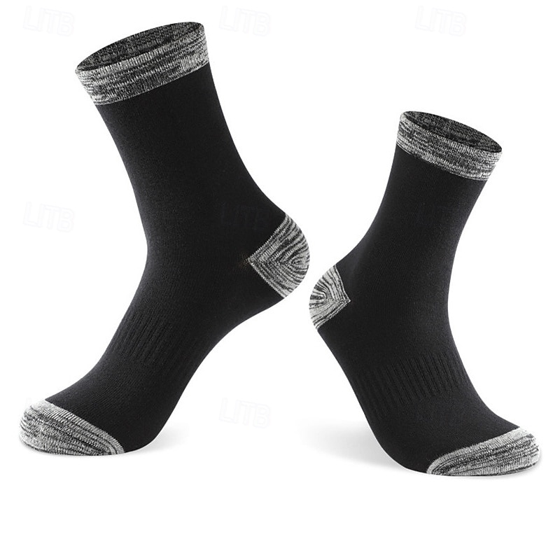 Men's Socks Bike Socks Sports Socks Athletic Socks Camping / Hiking Outdoor Exercise Cycling / Bike Bike / Cycling Warm Breathable Non-Skid 2 Pieces Winter Patchwork Cotton Black White Grey One-Size2