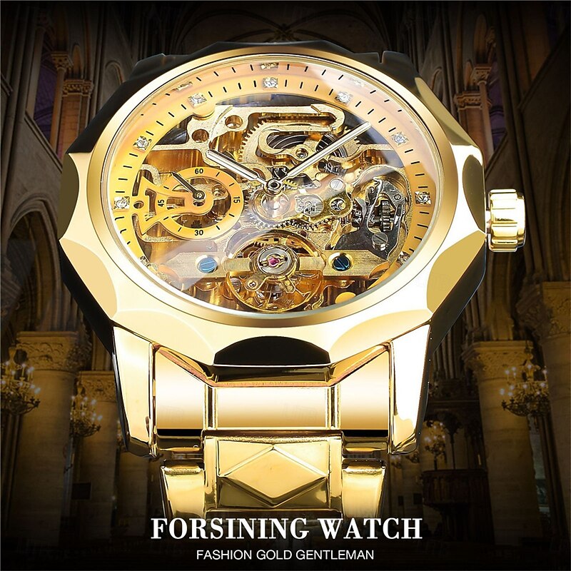 FORSINING Men Mechanical Watch Luxury Large Dial Outdoor Business Hollow Skeleton Automatic Self-winding Tourbillon Luminous Stainless Steel Strap Watch2