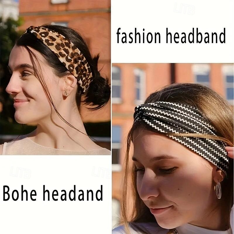 Boho Headband Set for Women Bohemian Style Soft Stretchy Bandana Hair Bands, Polyester Hand Wash Hair Accessories for Yoga, Sports, and Daily Wear2