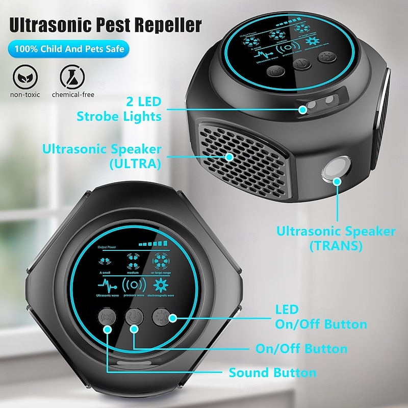 Ultrasonic Mice Repeller Electronic Rodent with Strobe Deterrent for Workshop Keep Pest You Hate Away2