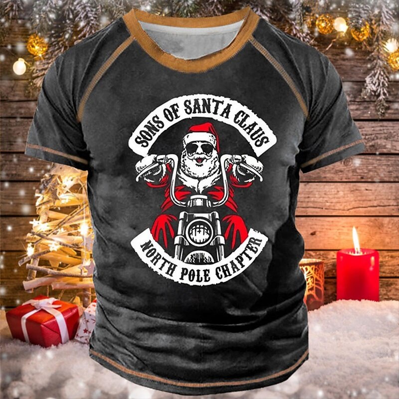 Christmas Men's Santa Claus 3D T-shirts Unisex Tee Funny T Shirts Santa Claus Graphic Prints Ugly Crew Neck Black and Red White+Red Black Wine Blue 3D Print Outdoor Short Sleeve Print Clothing Apparel2