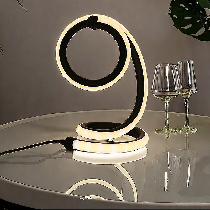 1pc Nordic Simple Spiral Table Lamp, Bedroom Bedside Eye Protection, Dimmable USB Powered LED Decorative Lamp for Home Living Room Bedroom3